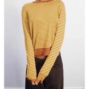 Striped Yellow and Brown Women's Zara Top